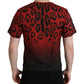 Red Leopard Print Crew Neck Tee