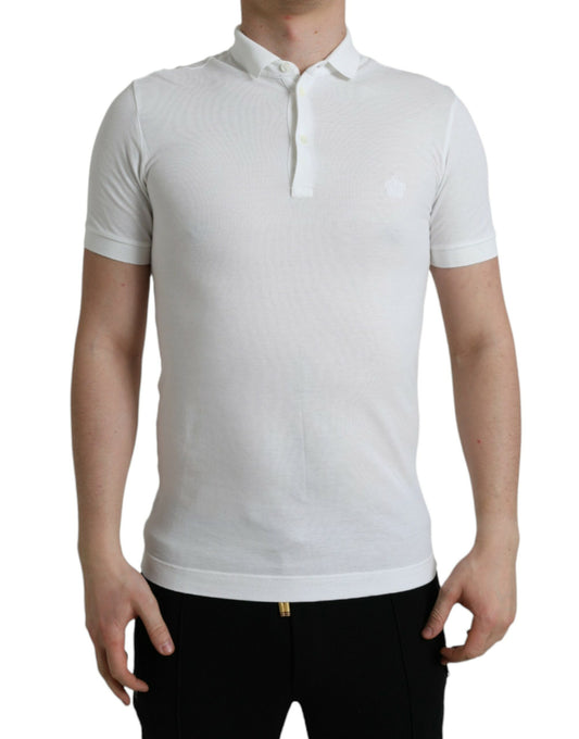 Crown Embroidered White Cotton Polo