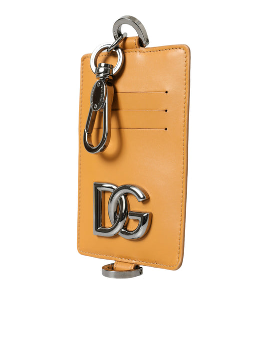 Elegant Orange Calf Leather Card Holder