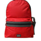 Elegant Red Nylon-Leather Backpack