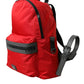 Elegant Red Nylon-Leather Backpack