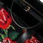 Chic Embroidered Floral Black Tote