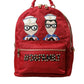 Embellished Red Backpack with Gold Detailing