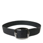 Elegant Black Leather Belt with Metal Buckle