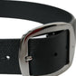 Elegant Black Leather Belt with Metal Buckle