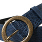 Elegant Italian Leather Belt with Metal Buckle