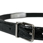 Elegant Black Leather Belt with Metal Buckle