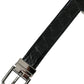 Elegant Black Leather Belt with Metal Buckle