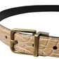 Elegant Beige Leather Belt