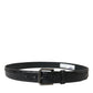 Elegant Black Leather Belt with Metal Buckle