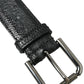 Elegant Black Leather Belt with Metal Buckle