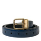 Elegant Blue Calf Leather Belt