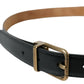 Elegant Black Calf Leather Belt