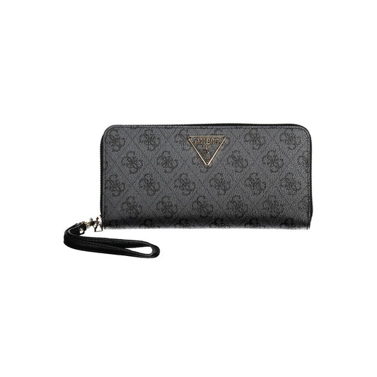 Chic Black Polyethylene Wallet with Logo Detail