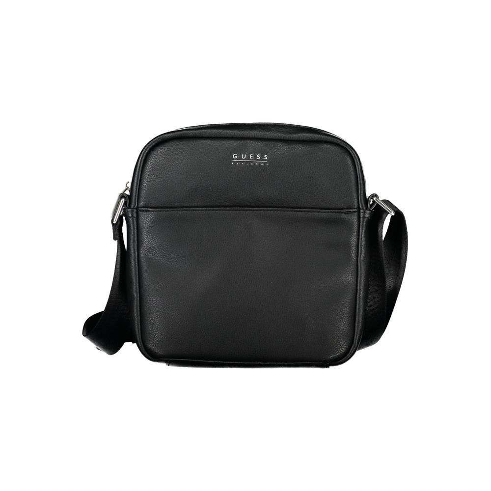 Sleek Black Polyethylene Shoulder Bag