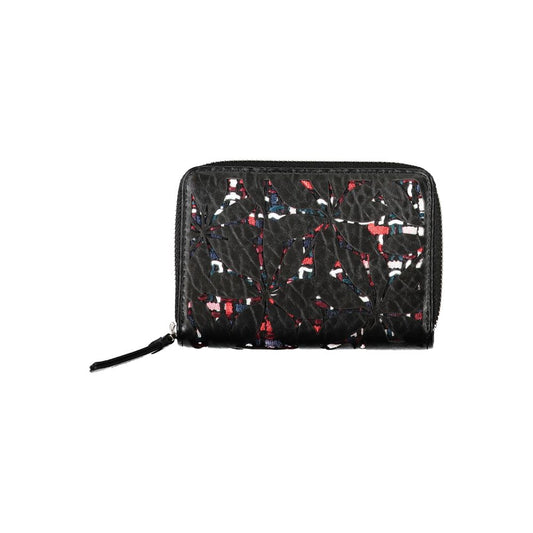 Elegant Black Zip Wallet with Contrasting Accents