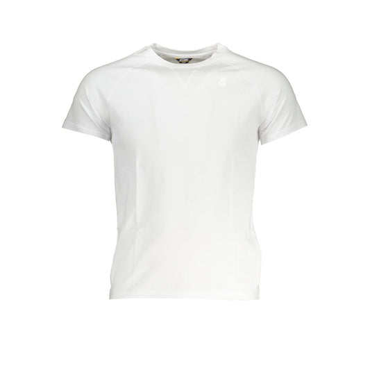 Sleek White Crew Neck Tee with Logo Accent