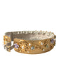 Elegant Gold-Tone Faux Pearl Floral Belt