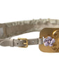 Elegant Gold-Tone Faux Pearl Floral Belt