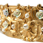 Elegant Gold-Tone Faux Pearl Floral Belt