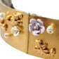 Elegant Gold-Tone Faux Pearl Floral Belt