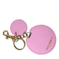 Elegant Pink Gold Leather Keychain