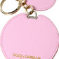 Elegant Pink Gold Leather Keychain