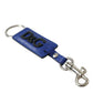 Elegant Blue Trifold Calf Leather Key Holder