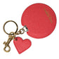 Elegant Red Leather Keychain with Gold Accents