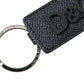 Elegant Leather Keychain in Black & Silver