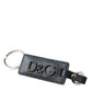 Elegant Leather Keychain in Black & Silver