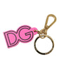 Chic Gold and Pink Logo Keychain