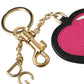 Stunning Gold and Pink Leather Keychain