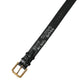 Black Textured Leather Gold Tone Metal Buckle Armband