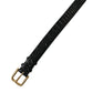 Black Textured Leather Gold Tone Metal Buckle Armband