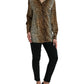 Elegant Brown Animal Print Silk Blouse