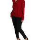 Elegant Red V-Neck Wool Cardigan