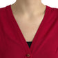 Elegant Red V-Neck Wool Cardigan