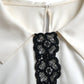 Elegant Off-White Lace-Trim Silk Blouse