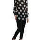 Silk Collared Button-Up Blouse in Black & White