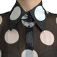 Silk Collared Button-Up Blouse in Black & White