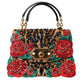 Chic Leopard Embellished Tote with Red Roses!