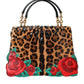 Chic Leopard Embellished Tote with Red Roses!