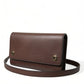 Chic Brown Leather Shoulder Bag with Gold Detailing