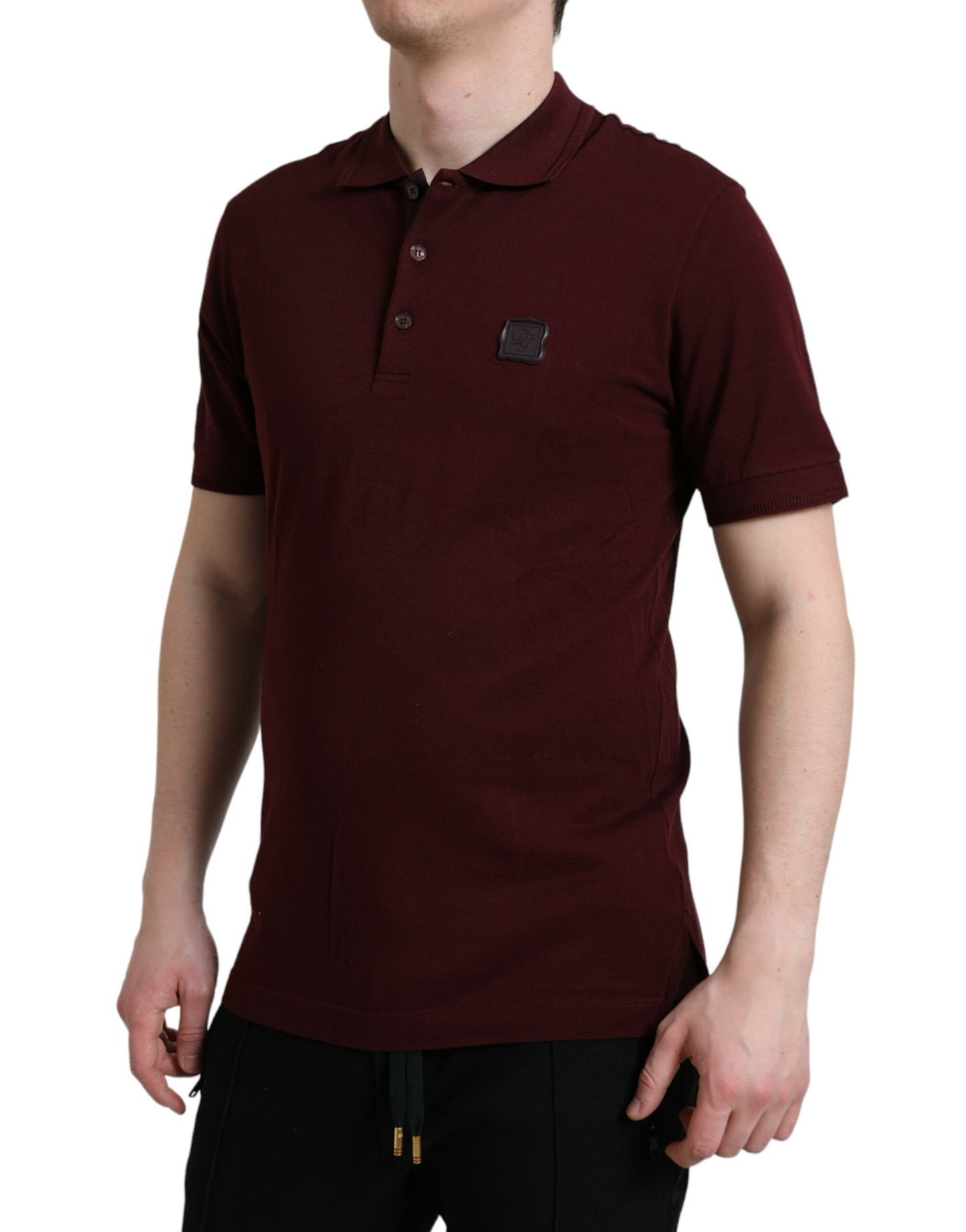 Elegant Maroon Cotton Blend Polo Tee