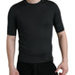 Elegant Silk Crew Neck Tee in Dark Grey