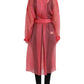 Elegant Pink Silk Long Jacket