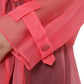 Elegant Pink Silk Long Jacket