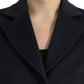 Elegant Virgin Wool Blend Black Blazer