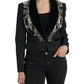 Elegant Embellished Black Overcoat Jacket